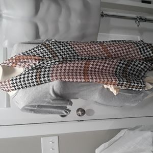 Talbots brown and black plaid modal and silk scarf. 27 x 72 inches long